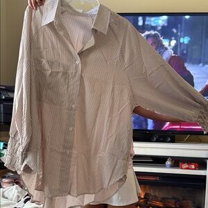 Elegant Beige Striped Women's Tunic